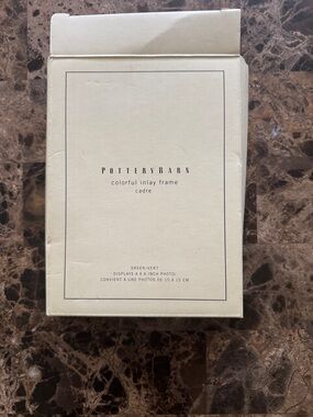 Pottery Barn Colorful Inlay Frame - Green/Cream Box